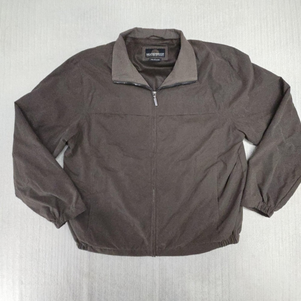 Weatherproof Jacket Mens Large Brown Microfiber Full Zip Lined Windbreaker